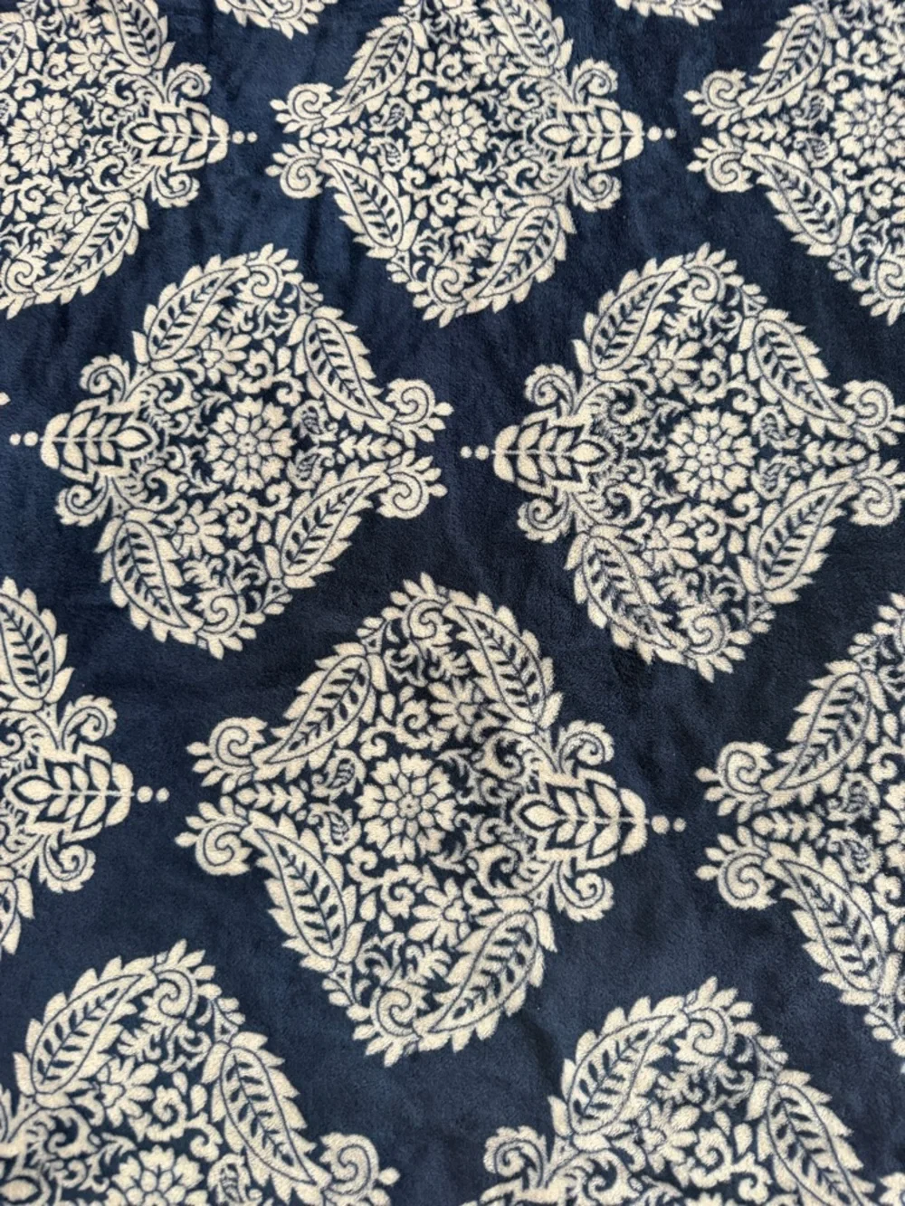 Navy Blue and White Decorative Throw Blanket - Picture 3 of 4